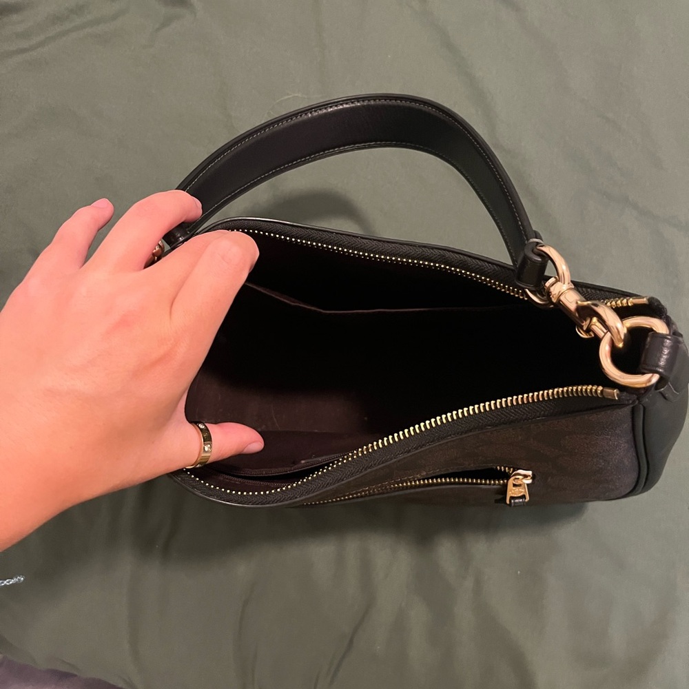 Coach Black Shoulder Bag with Gold Hardware